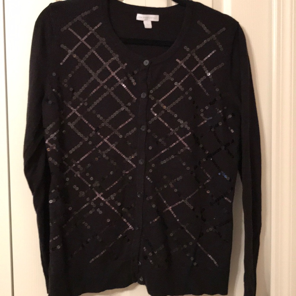 Black long sleeve sequin cardigan sweater